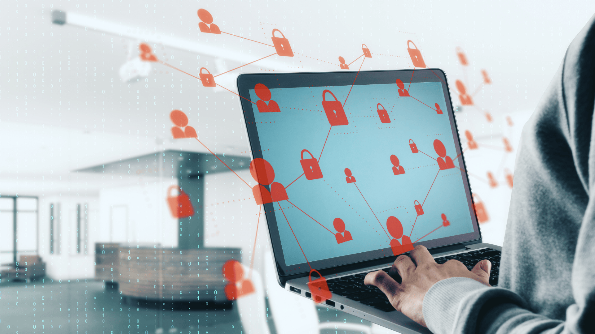 Laptop with Lock Icon and User Profiles